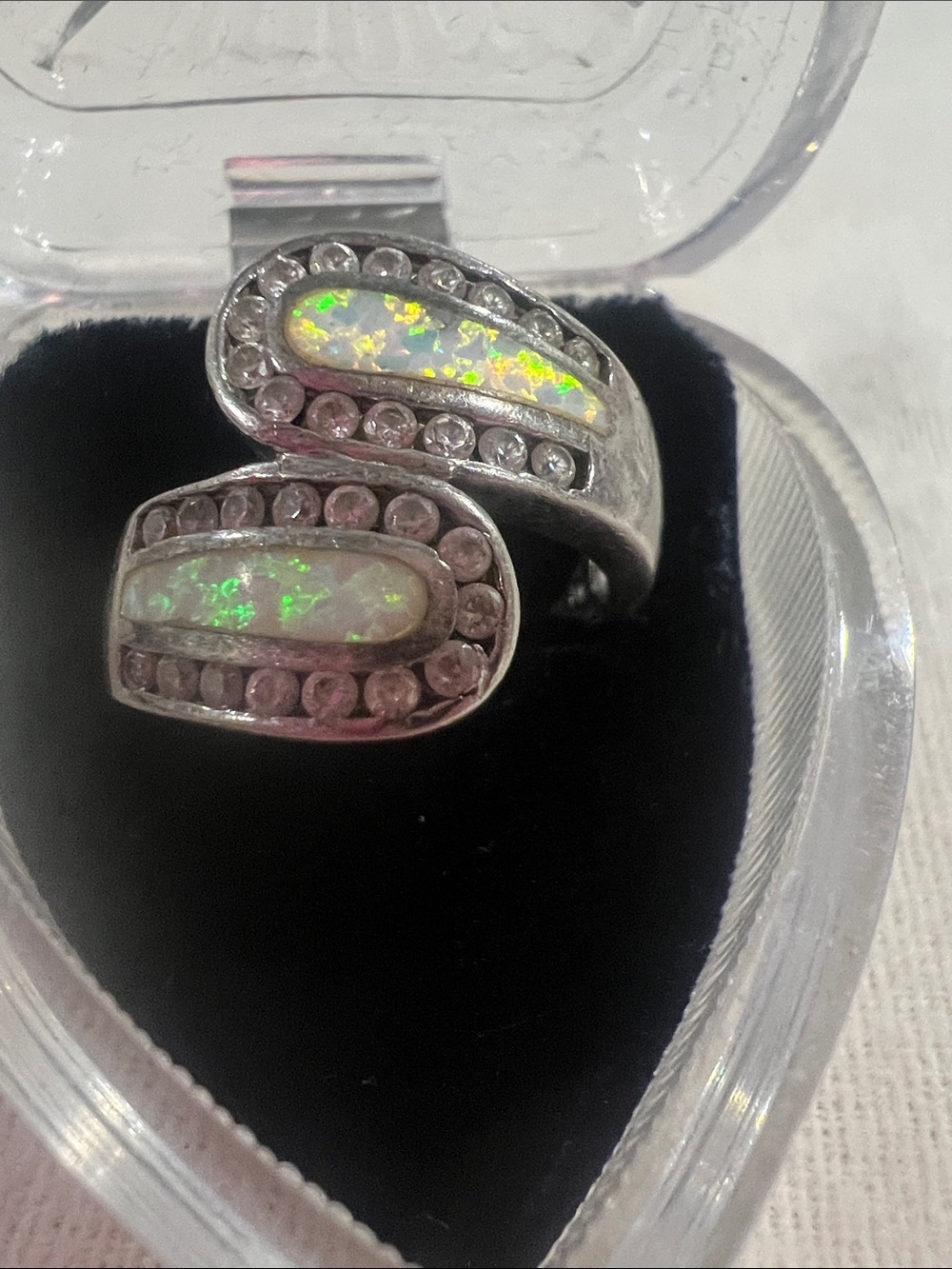 B#71-Sterling Silver Opal Swirl Statement Ring - White Opal